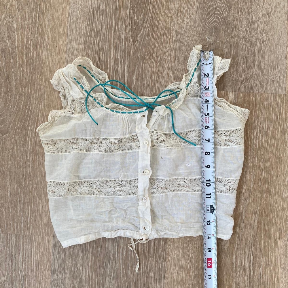 Antique Early 20th Century Lace Trimmed Corset Cover Edwardian Top (STUDY PIECE) - Picture 9 of 11